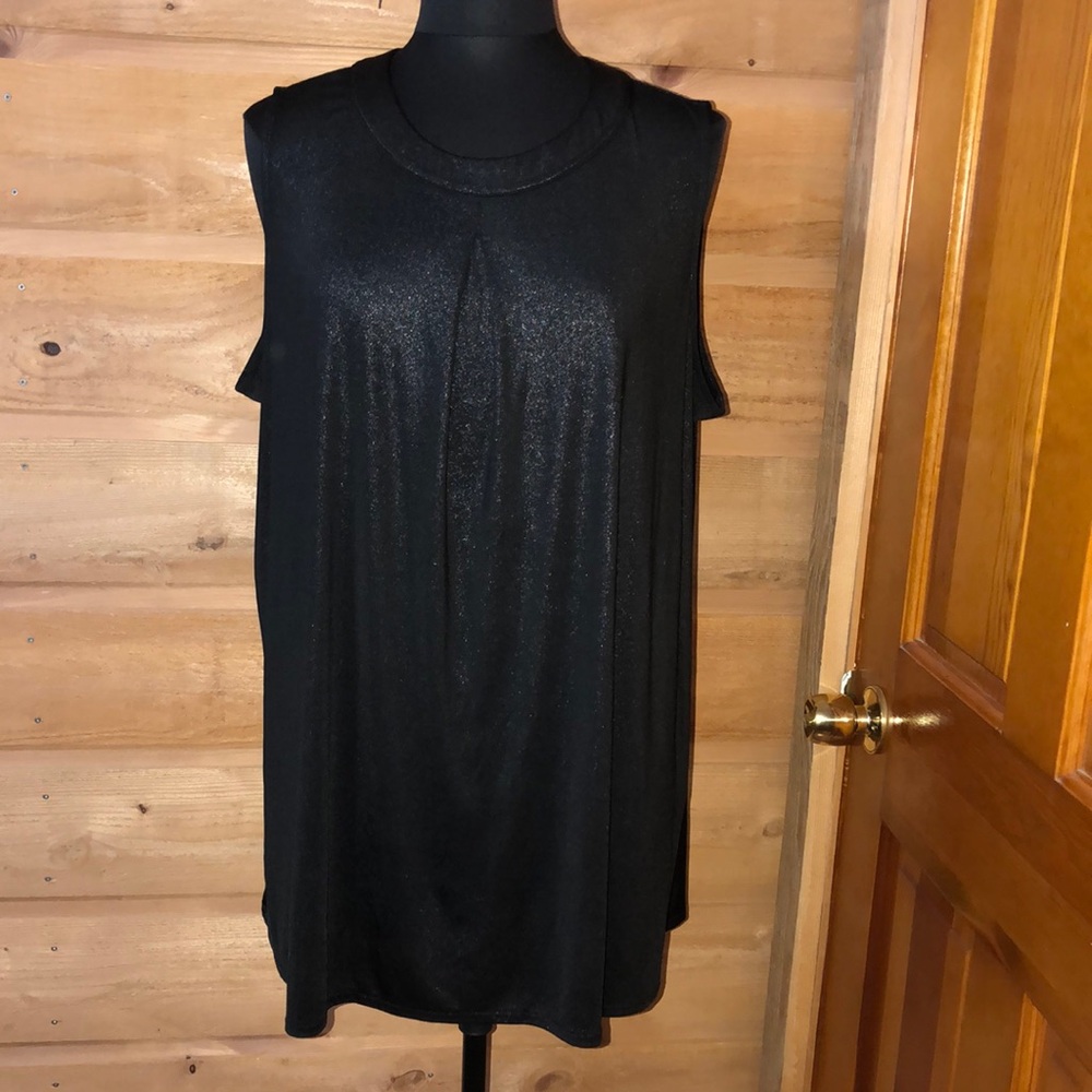 Woman Within black metallic shimmering short dress / long shirt size 0X witchy